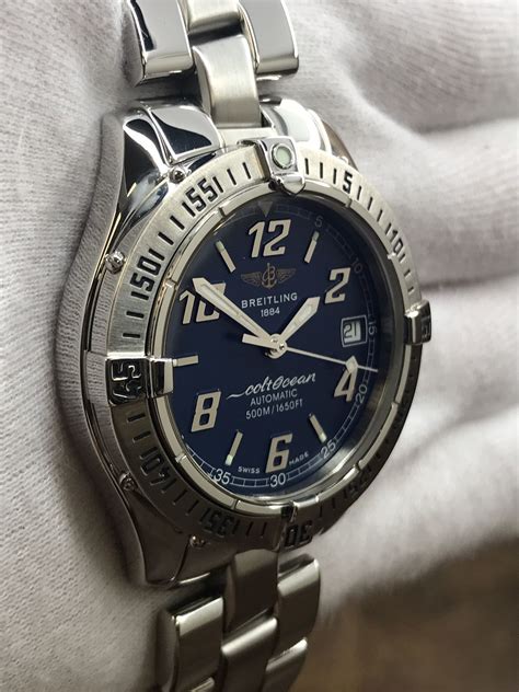 breitling colt automatic watch a17350|Breitling colt automatic blue dial.